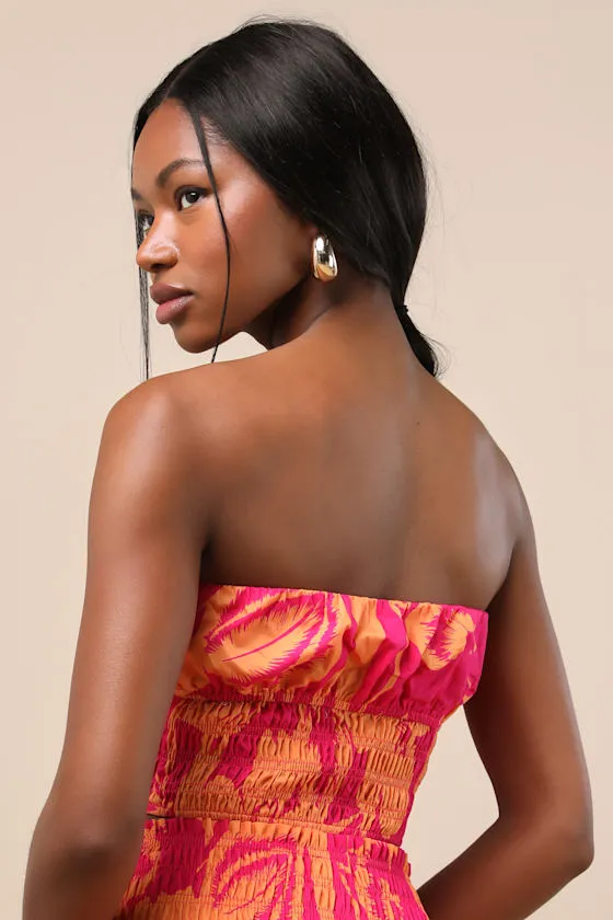 Luana Pink and Orange Floral Crop Top sold by Lulus product image thumbnail 2