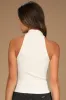 Essential Energy White Ribbed Sleeveless Cutout Cross-Front Top sold by Lulus