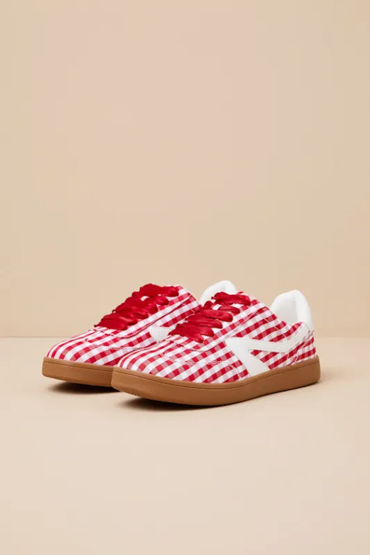 Voyage Red Gingham Lace-Up Sneakers made by DV by Dolce Vita