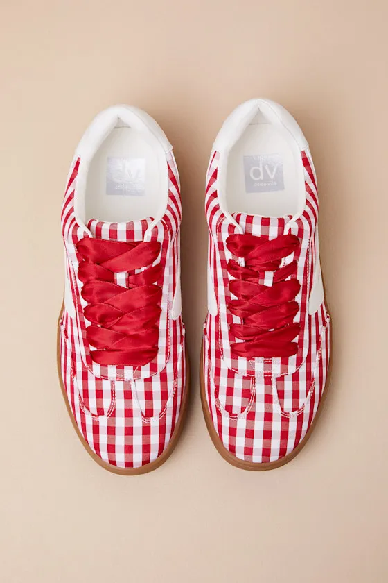 Voyage Red Gingham Lace-Up Sneakers sold by Lulus product image thumbnail 2