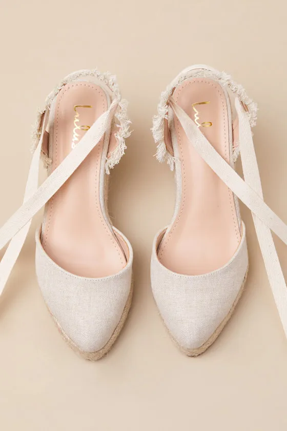 Elsinore Linen Lace-Up Espadrilles Wedges sold by Lulus product image thumbnail 2