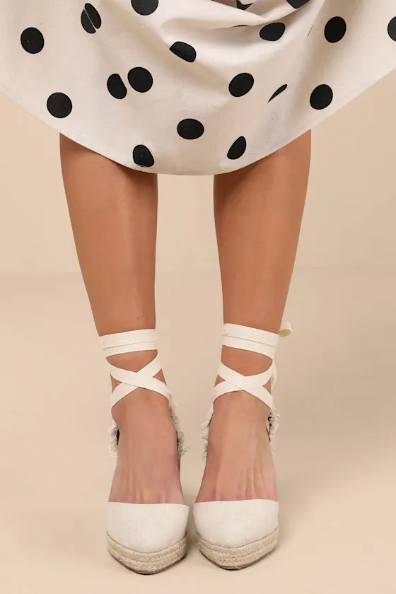 Elsinore Linen Lace-Up Espadrilles Wedges sold by Lulus product image thumbnail 3