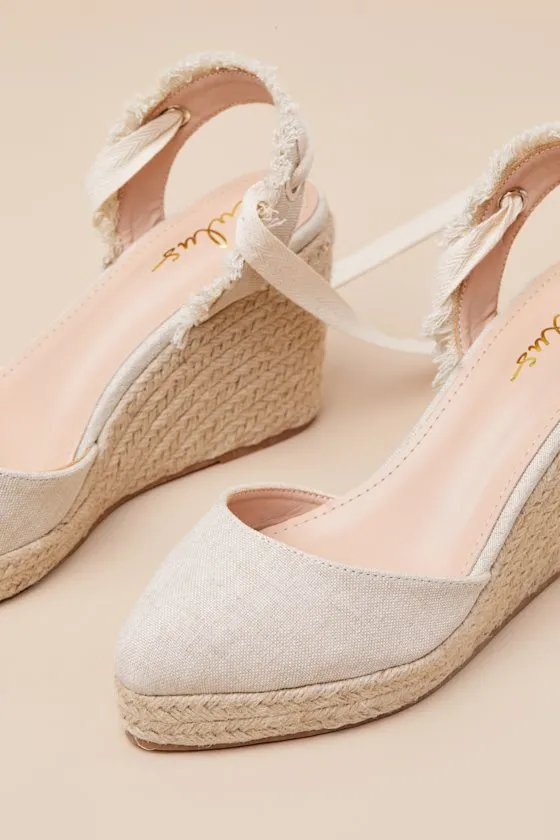 Elsinore Linen Lace-Up Espadrilles Wedges sold by Lulus product image thumbnail 4