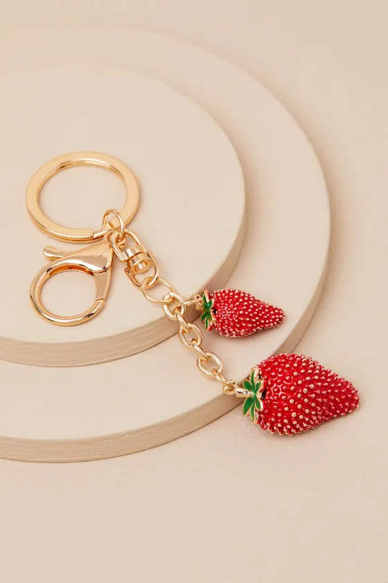 Strawberry Patch Gold and Red Bag Charm sold by Lulus product image thumbnail 2