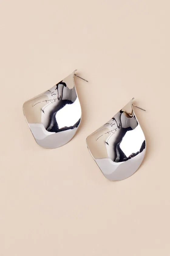 Donella Silver Statement Earrings sold by Lulus product image thumbnail 2