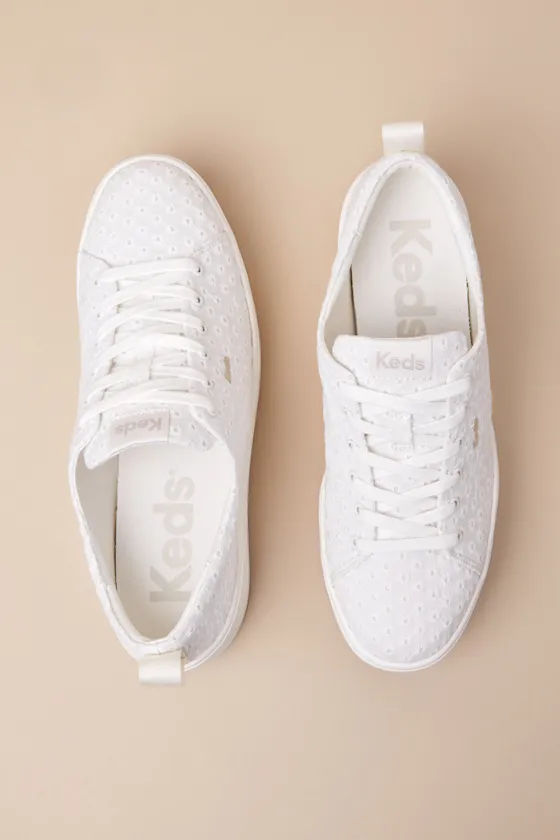 Skyler Daisy Snow White Eyelet Embroidered Platform Sneakers sold by Lulus product image thumbnail 3