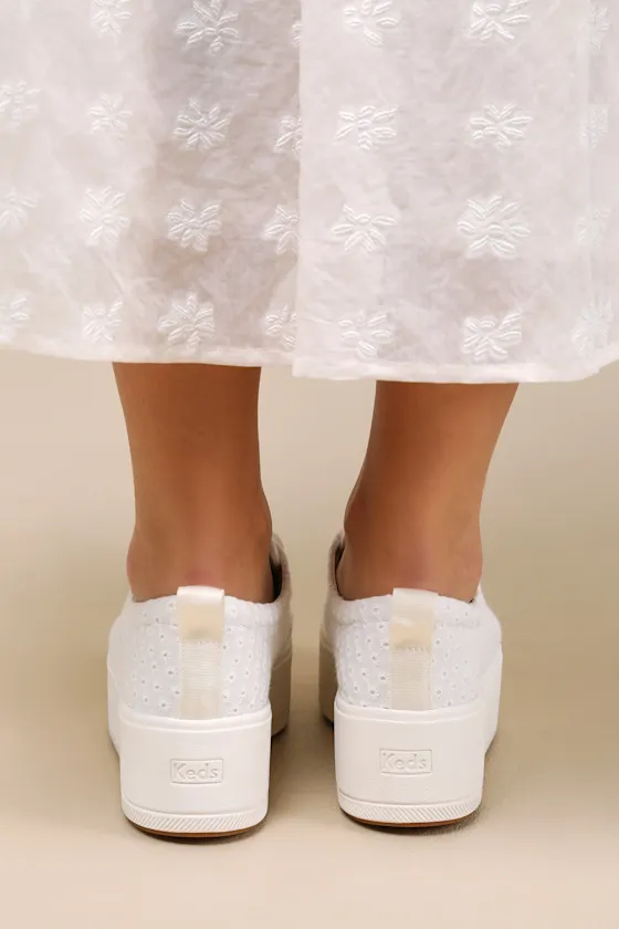 Skyler Daisy Snow White Eyelet Embroidered Platform Sneakers sold by Lulus product image thumbnail 4