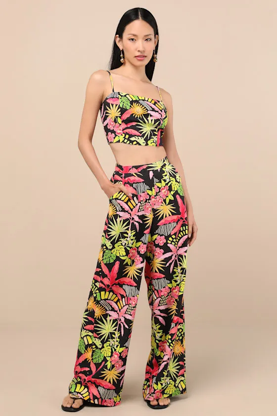 Matira Black Multi Tropical Print Cami Top sold by Lulus product image thumbnail 3