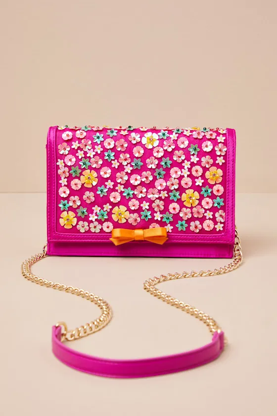 Confetti Floral Sparkler Fuchsia Sequin Crossbody Bag sold by Lulus product image thumbnail 2