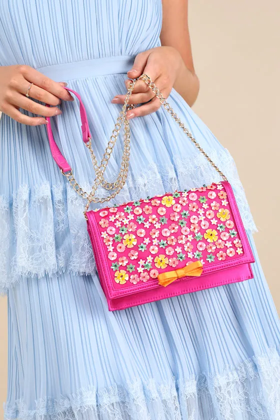 Confetti Floral Sparkler Fuchsia Sequin Crossbody Bag sold by Lulus product image thumbnail 3