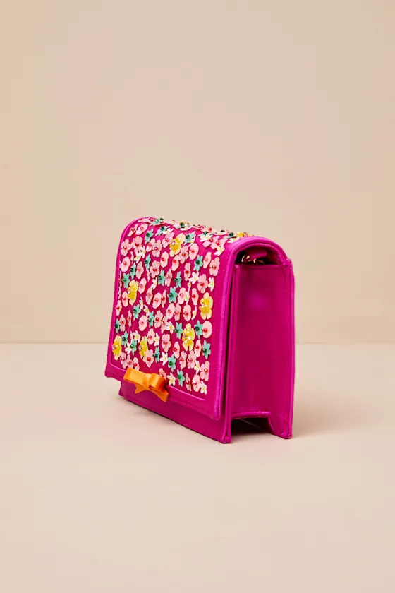 Confetti Floral Sparkler Fuchsia Sequin Crossbody Bag sold by Lulus product image thumbnail 4