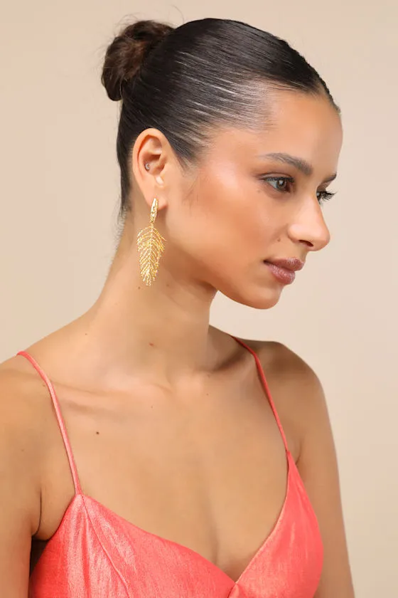 Kaede Gold Leaf Drop Earrings sold by Lulus product image thumbnail 2