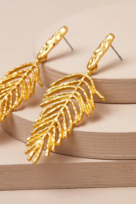 Kaede Gold Leaf Drop Earrings sold by Lulus product image thumbnail 3