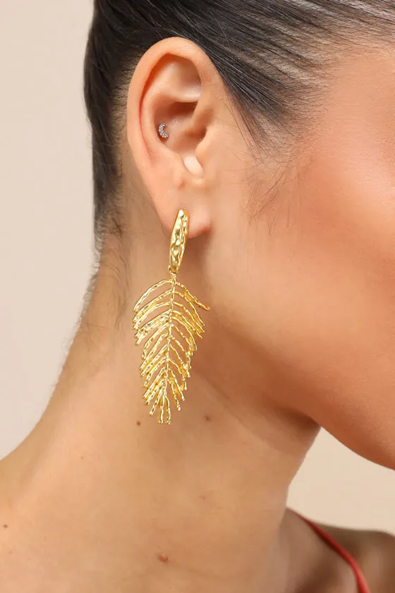 Kaede Gold Leaf Drop Earrings sold by Lulus product image thumbnail 4