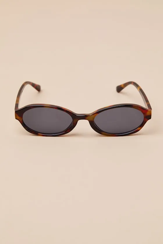 Kannon Brown Tortoiseshell Small Oval Sunglasses sold by Lulus