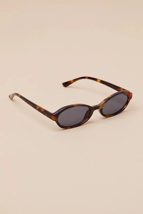 Kannon Brown Tortoiseshell Small Oval Sunglasses sold by Lulus product image thumbnail 2