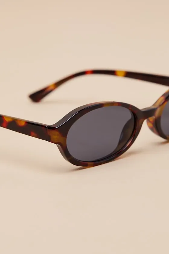 Kannon Brown Tortoiseshell Small Oval Sunglasses sold by Lulus product image thumbnail 3