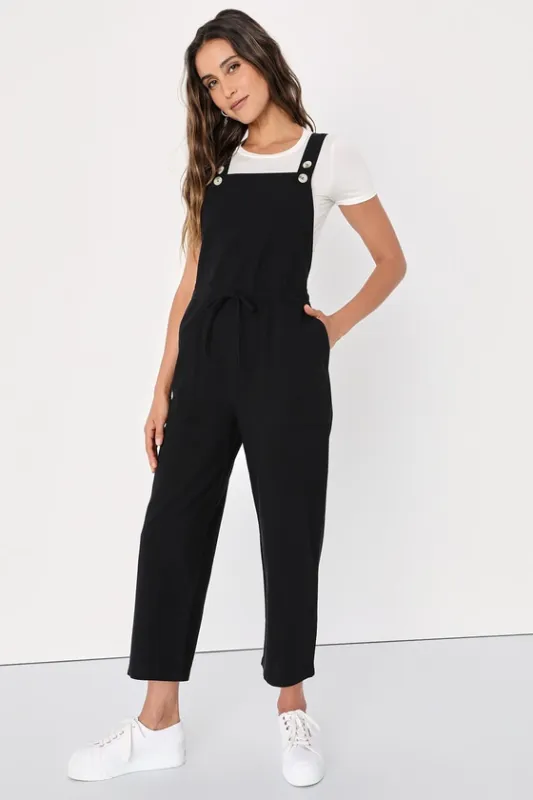 Verona Black Drawstring Wide-Leg Jumpsuit made by Rhythm.