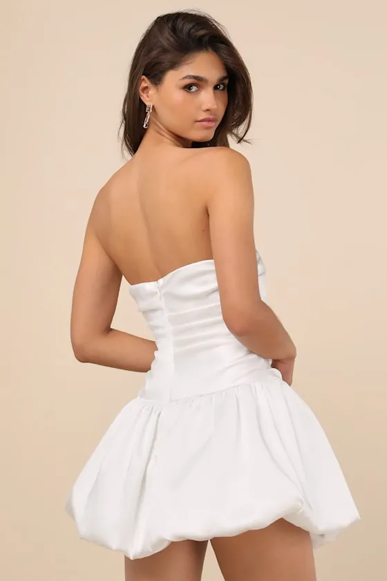 Stately Stunner White Drop Waist Bubble-Hem Mini Dress sold by Lulus product image thumbnail 2