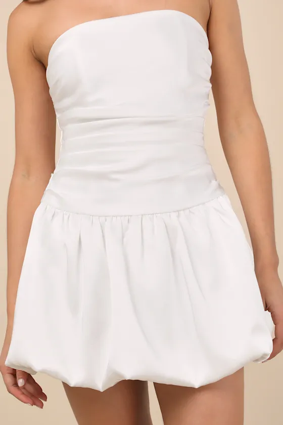 Stately Stunner White Drop Waist Bubble-Hem Mini Dress sold by Lulus product image thumbnail 4