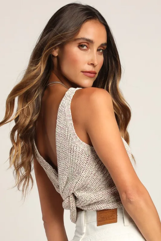 Let's Get Away Purple Multi Knit Twist Back Tank Top sold by Lulus