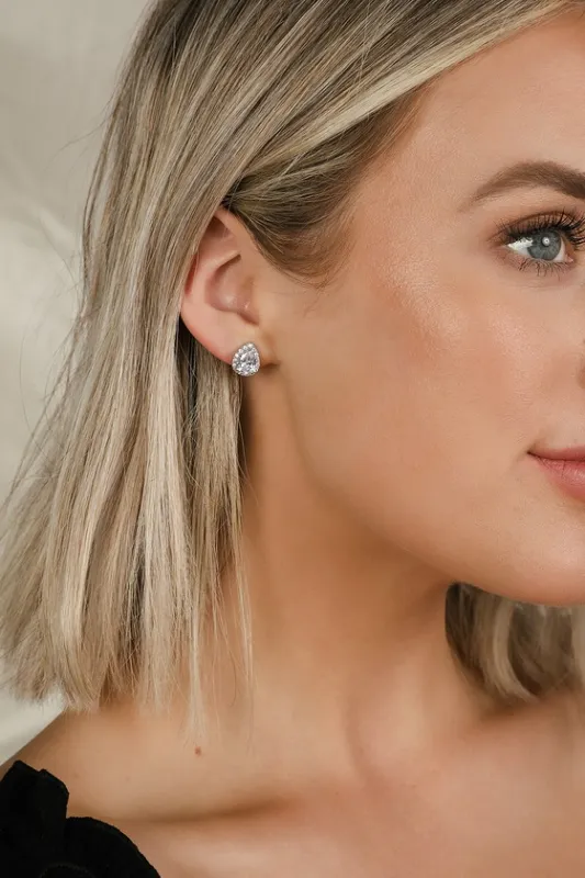 Grateful for the Gleam Silver Rhinestone Earrings sold by Lulus