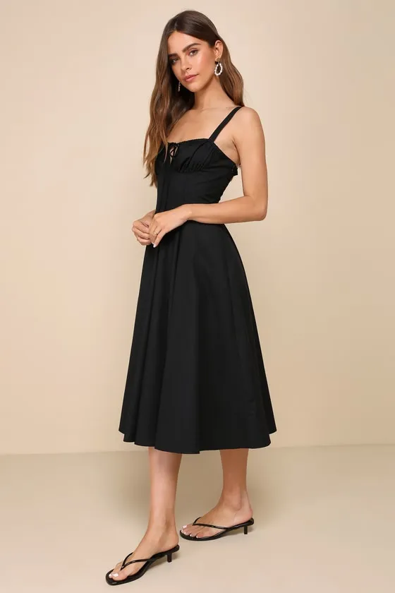 Compelling Charisma Black Bustier Midi Dress With Pockets sold by Lulus product image thumbnail 2