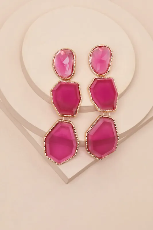 Kaysen Pink Stone Drop Earrings sold by Lulus