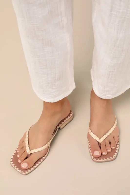 Barty Light Natural Raffia Flip Flop Sandals sold by Lulus