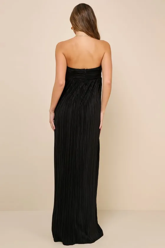 Endlessly Complimented Black Plisse Strapless Maxi Dress sold by Lulus product image thumbnail 3