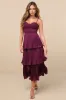 Cascading Crush Plum Purple Tiered Bustier Midi Dress sold by Lulus