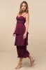 Cascading Crush Plum Purple Tiered Bustier Midi Dress sold by Lulus