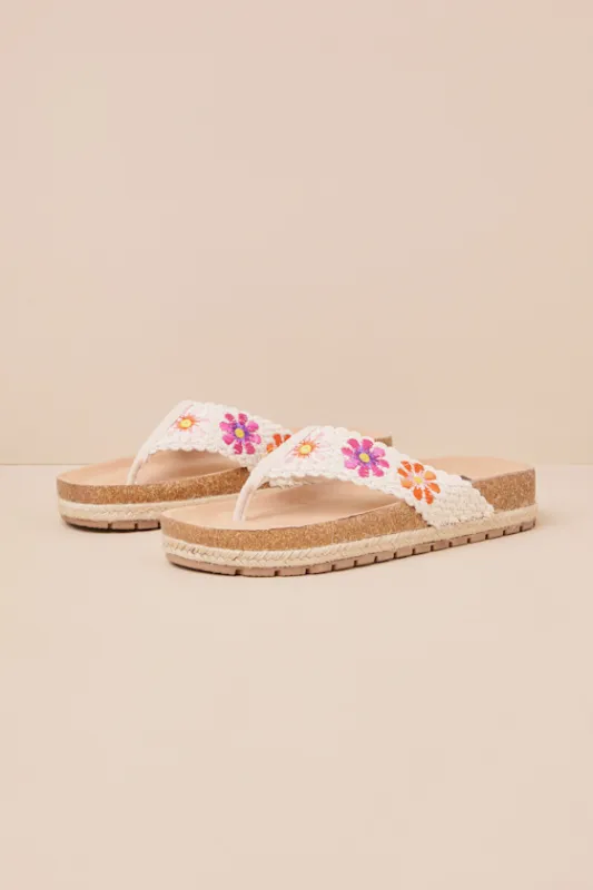 Tigerlily Natural Multi Flatform Thong Sandals sold by Lulus