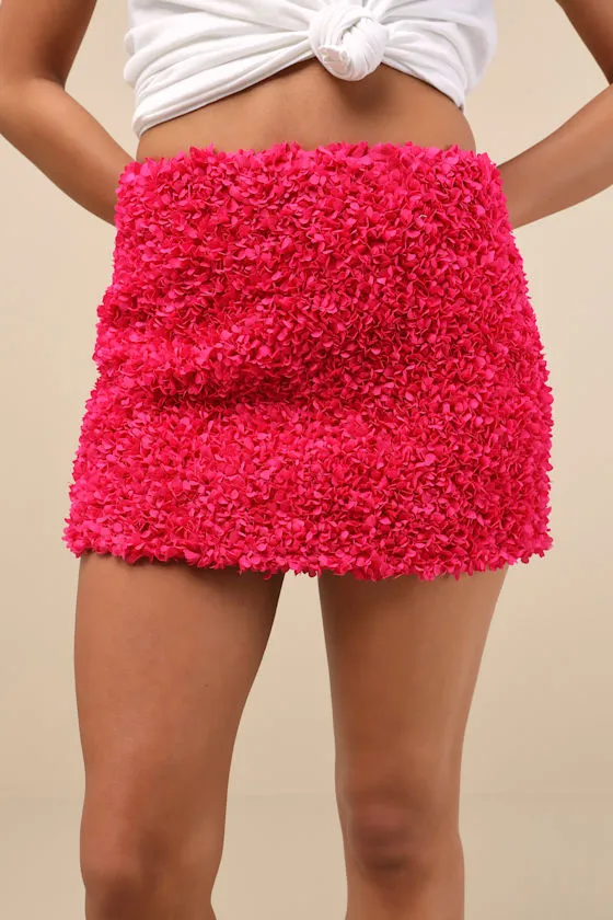 Calantha Magenta 3D Floral Micro Mini Skirt sold by Lulus product image thumbnail 2