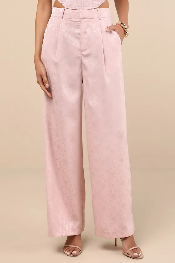 Karee Blush Pink Satin High-Rise Trousers sold by Lulus product image thumbnail 2