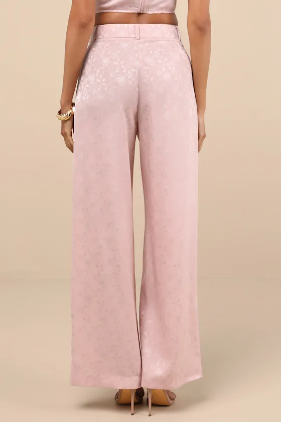 Karee Blush Pink Satin High-Rise Trousers sold by Lulus product image thumbnail 3
