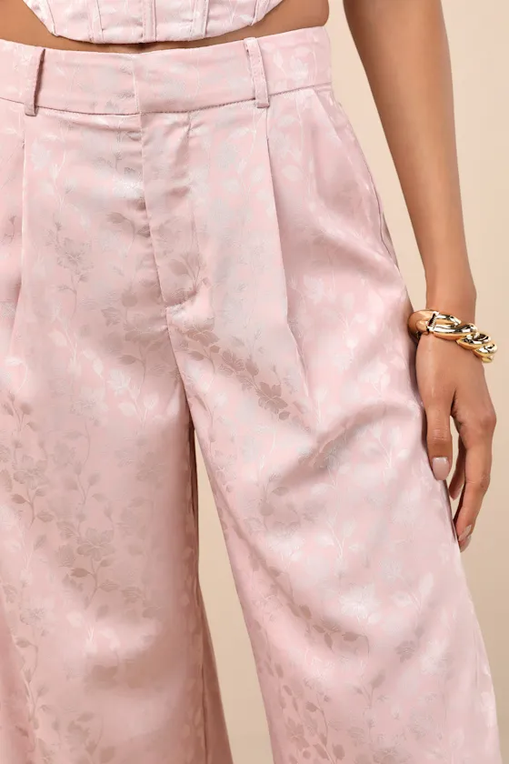 Karee Blush Pink Satin High-Rise Trousers sold by Lulus product image thumbnail 4