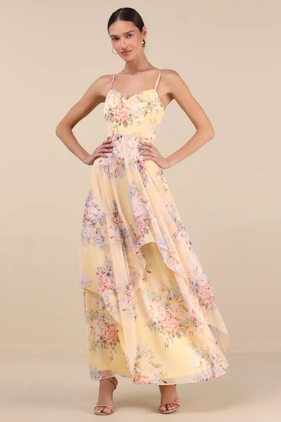 Breigh Yellow Floral Sleeveless Maxi Dress sold by Lulus product image thumbnail 2