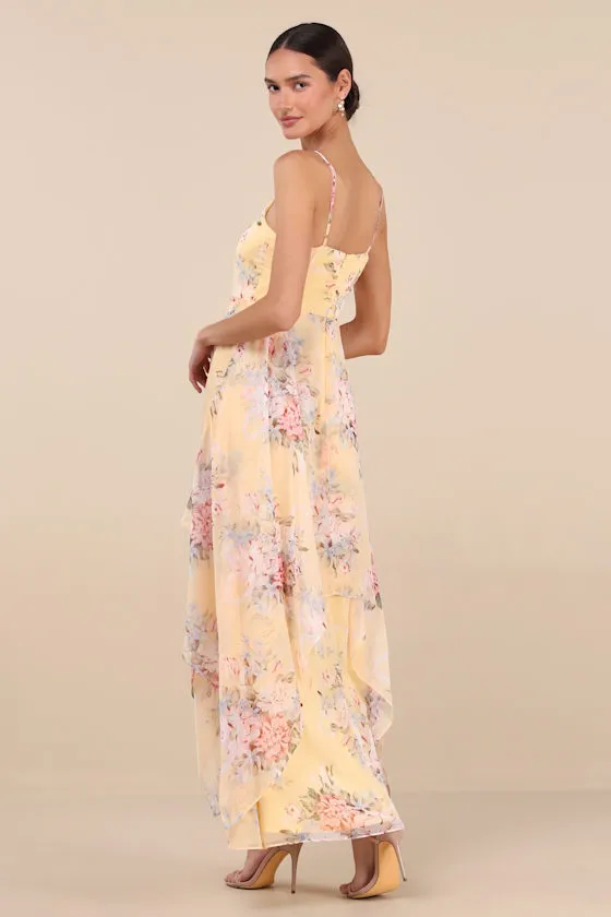 Breigh Yellow Floral Sleeveless Maxi Dress sold by Lulus product image thumbnail 3
