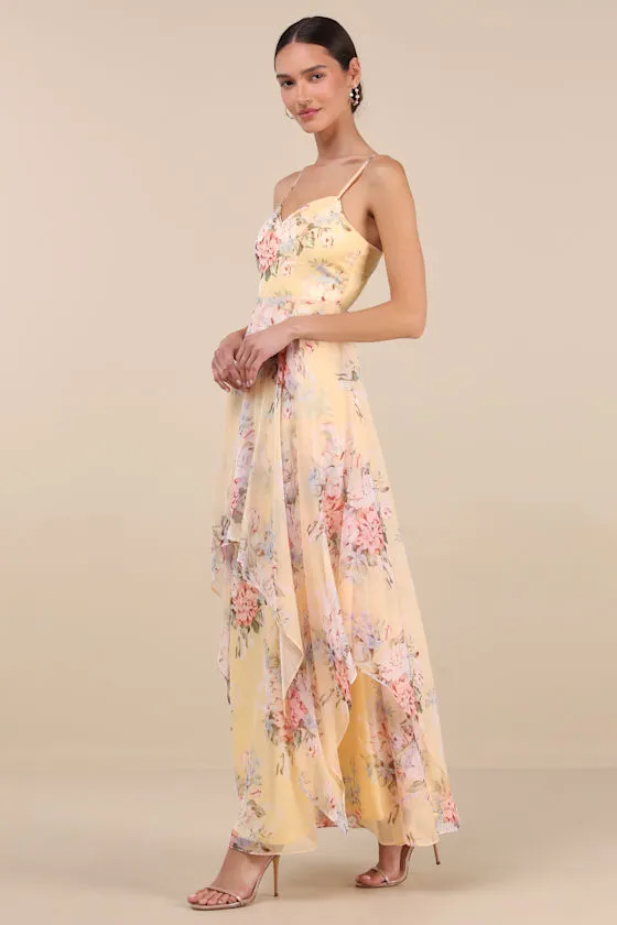 Breigh Yellow Floral Sleeveless Maxi Dress sold by Lulus product image thumbnail 4