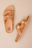 Tambour Brown Multi Crochet Buckle Slide Sandals sold by Lulus