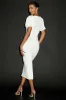 Simply Beloved White Puff Sleeve Bodycon Midi Dress sold by Lulus