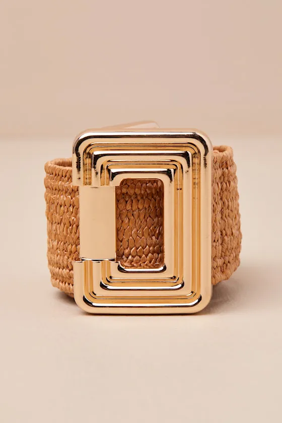 Dajana Tan and Gold Straw Woven Belt sold by Lulus product image thumbnail 2