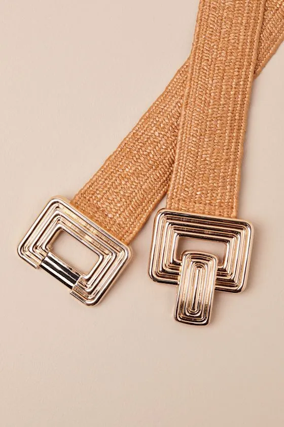 Dajana Tan and Gold Straw Woven Belt sold by Lulus product image thumbnail 4