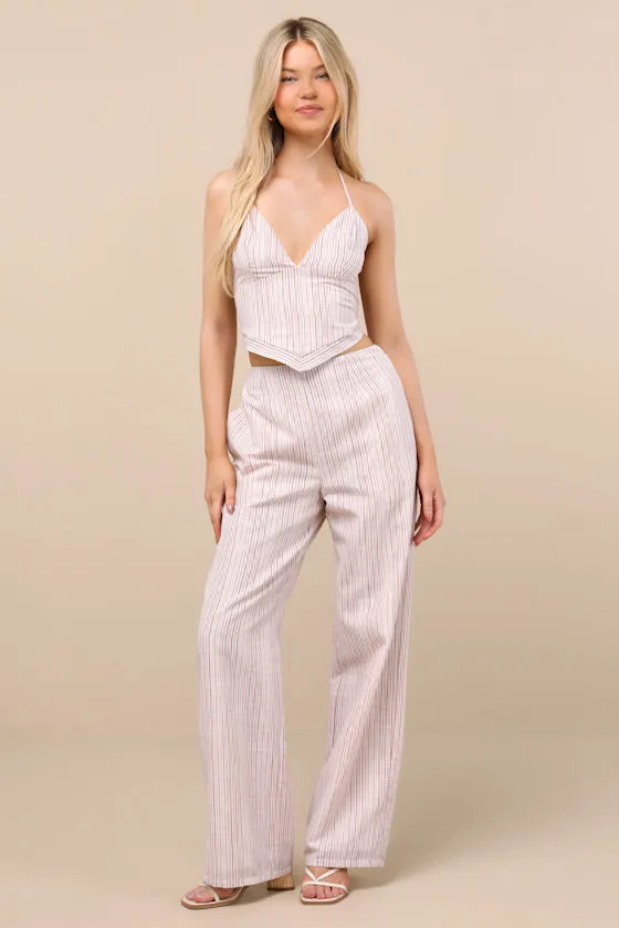 Anahita Cream and Red Striped Halter Top sold by Lulus product image thumbnail 4