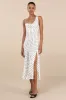 Matea White Polka Dot Satin Cowl Tie-Back Midi Dress sold by Lulus