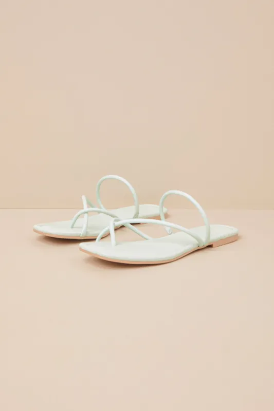 Leanna Cucumber Strappy Slide Sandals sold by Lulus
