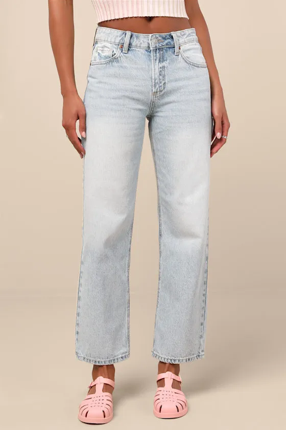Teague Light Wash Mid-Rise Straight Leg Jeans sold by Lulus product image thumbnail 2