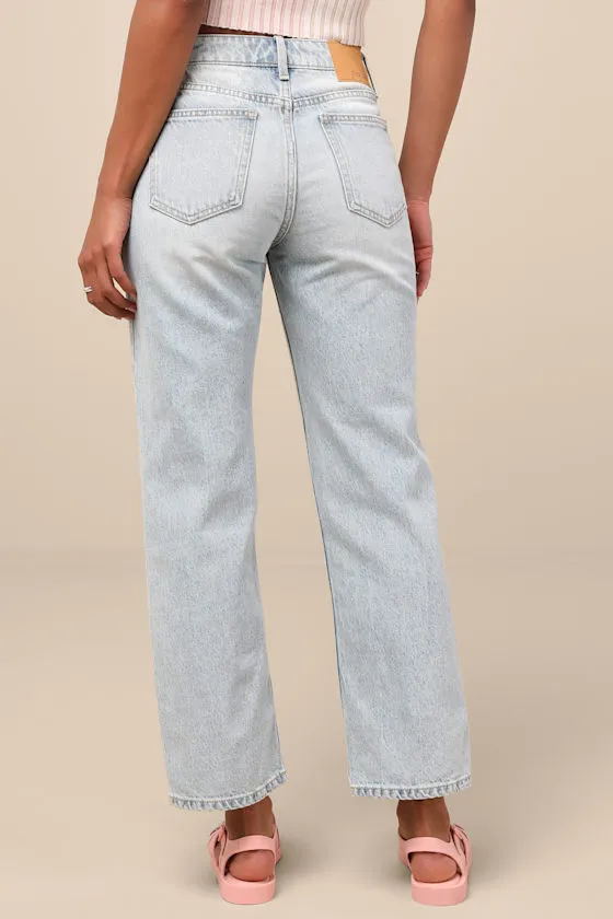 Teague Light Wash Mid-Rise Straight Leg Jeans sold by Lulus product image thumbnail 3