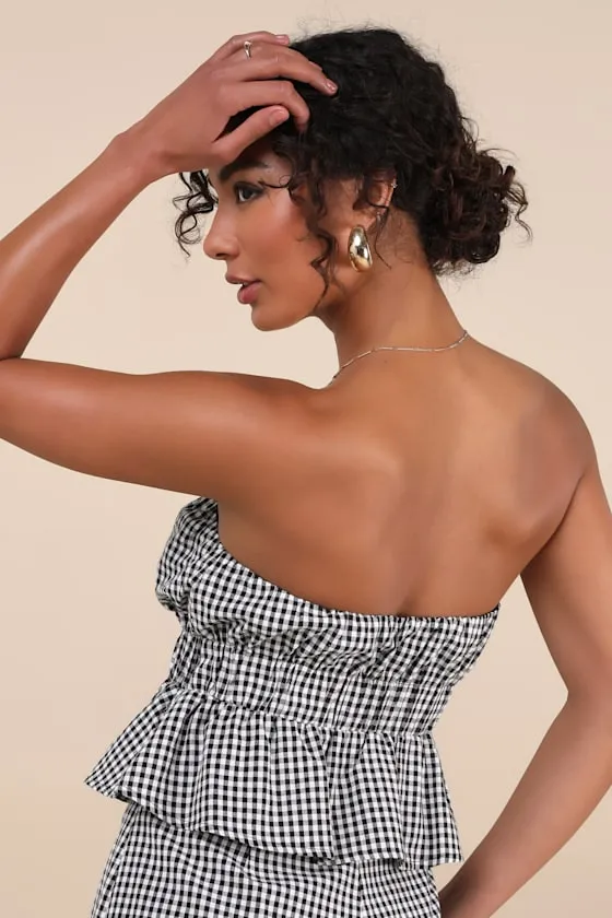 Daisley Black and White Gingham Peplum Top sold by Lulus product image thumbnail 2